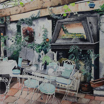 Anjali Desai, "Scenery", pen and ink on paper.