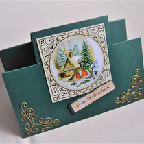 Weihnachtskarte/Aufstellkarte grün-gold