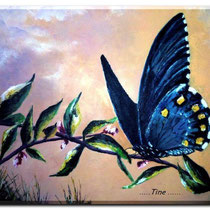 Peinture Papillon bleu Nature