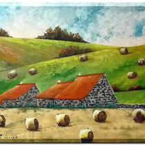 Peinture Moisson Paysage de campagne bretagne