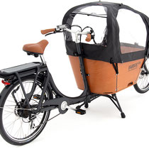 Babboe Lastenfahrrad mit Elektromotor City-E mit Regenverdeck für Kinder