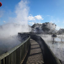 Eine Brücke direkt durch den kochenden See