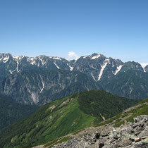 鹿島槍の登山道 左手にはいつも劔岳が･･･