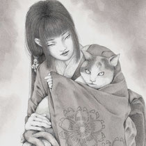 日本の妖怪「猫又（ねこまた）」イラストのサムネイル