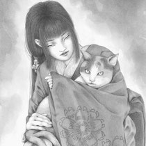 日本の妖怪「猫又（ねこまた）」イラストのサムネイル