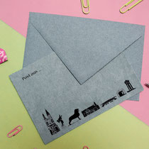 Postkarte mit Umschlag, ca. B6 mit Umschlag, Jeanspapier