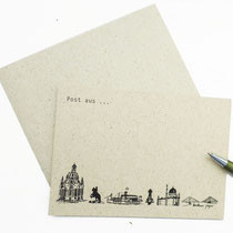 Postkarten Set Dresden auf Graspapier