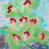 Green Orchids:  19"x23"  Oil & pastel on Paper  $895.00 (SOLD)