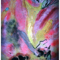 Bumblebees:  93" x 69"  Oil, pastel & spray paint on canvas  $3800.00