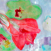 Amaryllis & Green Orchid:  12"x18" Pastel, oil & mixed media on paper      $850.00