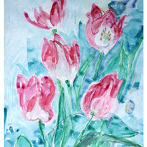 Tulips: 19" x 24"  Oil & pastel on paper  $650.00