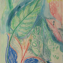 Something About Leaves:  (3 of 3 in series)  11" x 13"  Watercolor & pastel on paper  $450.00