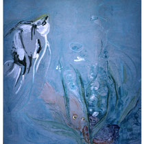 Aquarium [©Nick Spadafora]:  32" x 34"  Oil, pastel & mixed medium on transluscent vellum paper  $875.00