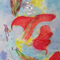 Amaryllis Orange:  12" x 18"  Oil pastel & mixed medium on paper  $750.00