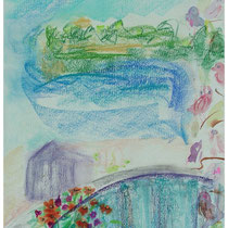 Mediterranean Seascape:  15" x 19"  Watercolor & pastel on paper  (SOLD)