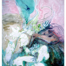 Snapdragon Calla Lily:  18" x  24"  Watercolor, pastel & metallic pen on paper $750.00