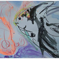 Angel & Parrot Fish [©Nick Spadafora]:  11" x 13"  Pastel & mixed medium on paper  $450.00
