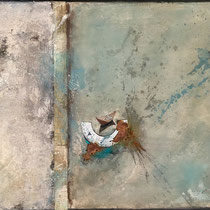 o.T., 80 x 100 cm, mixed media collage on canvas, 2024