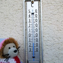 Aber, es ist auch ganz schön kalt. Das Thermometer zeigt -13°C