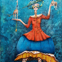 SOPHIE LA GIRAFE 60x120 huile sur bois