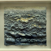 GERTRUDE REUM, Aufgewühlt, Zellstoffrelief, 44 x 49,5 cm
