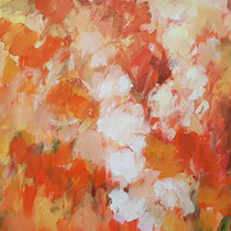 WILHELM FROSTING, Abendschatten IV - Zum Licht - Aprikosen Garten, Acryl auf Leinwand, 55 x 110 cm