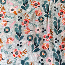 Fleurs_ fond gris - Oeko Tex