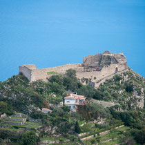 Taormina - Blick von Castelmola auf die Festung von Taormina.