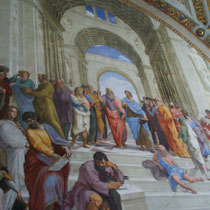 Musée du Vatican -L"école d"Athènes: fresque de Raphael.
