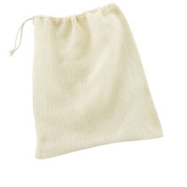 Katoenen net om groenten en fruit in te bewaren en te transporteren in 100% naturel bio-katoen, per 2 verpakt, Living Crafts, afmetingen: 28 x 34 cm, prijs: 3,99 €