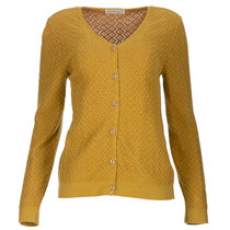 Ajourvestje in 100% bio-katoen gebreid, messing geel, Dunque, beschikbaar in de maten S, M, L en XL, prijs: 167,25 €