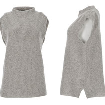 Debardeur in 100% lamswol gebreid, grijs/wit melange, Naturalmente, beschikbaar in de maten S, M, L en XL, prijs: 134,75 €