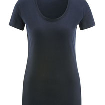 Basis T-shirt met ronde hals in 100% bio-katoen jersey, marineblauw, Living Crafts, beschikbaar in de maten S, M en L, prijs: 16,99 €