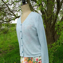 Ajourvestje in 100% bio-katoen gebreid, hemelsblauw, Dunque, beschikbaar in de maten S, M, L en XL, prijs: 176,00 €