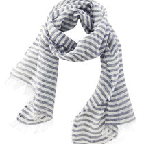 Sjaal Amsterdam in 100% bio-linnen, donkerblauw/naturel, Living Crafts, afmetingen: 200 x 53 cm, prijs: 19,99 €