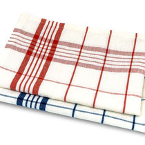 Keukenhanddoeken Helsinki in 50% bio-katoen + 50% linnen geweven, per 2 verpakt, blauw en rood, Living Crafts, 50 x 70 cm, prijs: 14,99 €