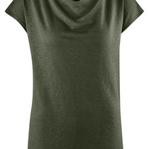 T-shirt Gilka in 100% bio-linnen jersey, donkergroen, Living Crafts, beschikbaar in de maten XS, S en L, prijs: 44,99 €