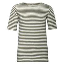 T-shirt Tanina in 100% bio-katoen jersey, crème/saliegroen, Living Crafts, beschikbaar in de maten S, M en L, prijs: 24,99 €