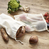 Afvalarm winkelen? Met herbruikbare brood- en groente- en fruitzakken in 100% naturel bio-katoen!