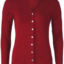 Cardigan in 70% merinowol (bio) en 30% zijde fijne rib, donkerrood, Engel, beschikbaar in de maten 34/36: 55,80 €; 38/40: 65,90 €; 42/44: 63,50 € en 46/48: 71,15 €