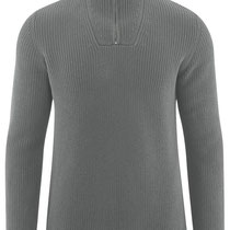 Trui Hugo in 100% bio-katoen gebreid, grijs melange, Living Crafts, beschikbaar in de maten S, M, L, XL en XXL, prijs: 89,99 €