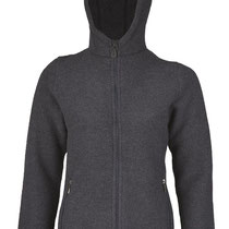 Fleece-vest met kap in 100% merinowol (bio), jeansblauw melange, Engel, beschikbaar in de maten 42/44: 191,20 € en 46/48: 199,20 €