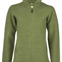 Fleecevest in 100% merinowol (bio), mosgroen, Engel, beschikbaar in de maten 34/36: 196,70 €; 38/40: 211,55 € en 46/48: 232,20 €