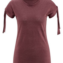 T-shirt Elisabeth in 100% bio-linnen jersey, donkerrood, Living Crafts, beschikbaar in de maten XS, M en L, prijs: 39,99 €