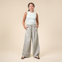 Lange broek Takara, naturel met krijtstreep, Living Crafts