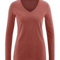 T-shirt met lange mouwen Dora in 100% bio-katoen tricot, terracotta, Living Crafts, beschikbaar in de maten M en L, prijs: 29,99 €