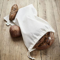 Katoenen zak om brood in te bewaren en te transporteren in 100% naturel bio-katoen, Living Crafts, afmetingen: 36 x 41 cm, prijs: 1,99 €