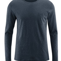 T-shirt met lange mouwen Bruce in 100% bio-katoen tricot, donkerblauw, Living Crafts, beschikbaar in de maten S, M, L en XL, prijs: 36,99 €