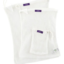 Linnenwaszakjes Genua in 100% bio-katoen net, per 3 verpakt: 27 x 35 cm; 32 x 45 cm en 12 x 18 cm, Living Crafts, prijs: 11,99 €