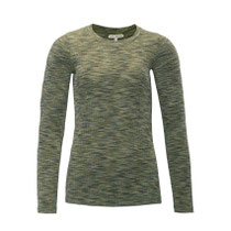 T-shirt met lange mouwen Prisca in 100% bio-katoen interlock rib, mosgroen/brons, Living Crafts, beschikbaar in de maten S en M, prijs: 44,99 €